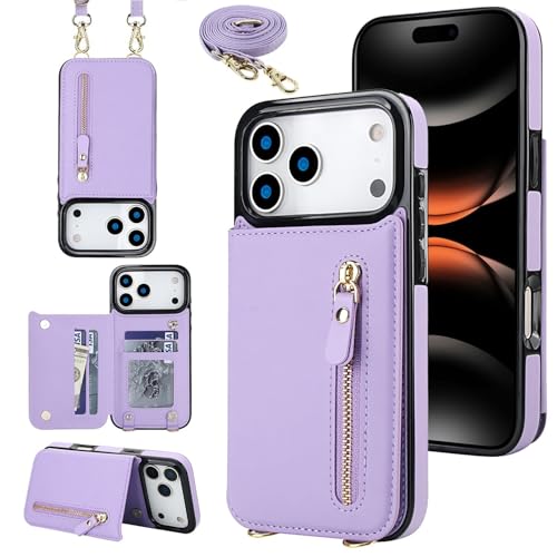 Étui en cuir de qualité pour iPhone 16 Pro Max finition lilas pastel