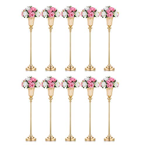 NUPTIO Vase Or pour Centre de Table: 10 Pièces 77.5cm Haut Support Fleur Mariage Trompette Doré Metal Vases pour Anniversaire Ceremonie Wedding Centres Pièces...