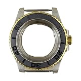 1 Reloj de Buceo 40 mm con Caja Oro Plateado y Cristal Zafiro for NH35, NH36, NH38 NH34, Bisel cerámica Movimiento(Style 42)