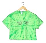 Make America High Again Lime Green Tie-Dye Graphic Crop Top
