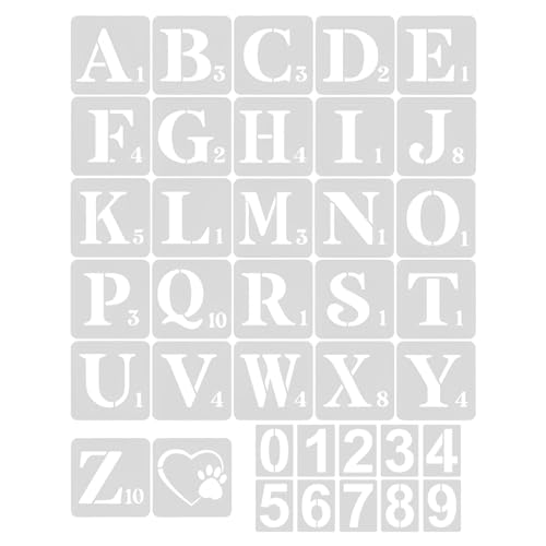 37 Pcs Large Letter Stencils,Alphanumeric Inkjet Template,Pet with ...