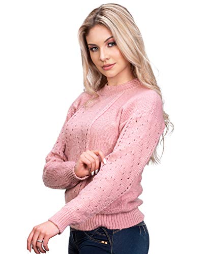 Peruvian Handmade Sweater for Women in Rose Alpaca Wool for Winter Season