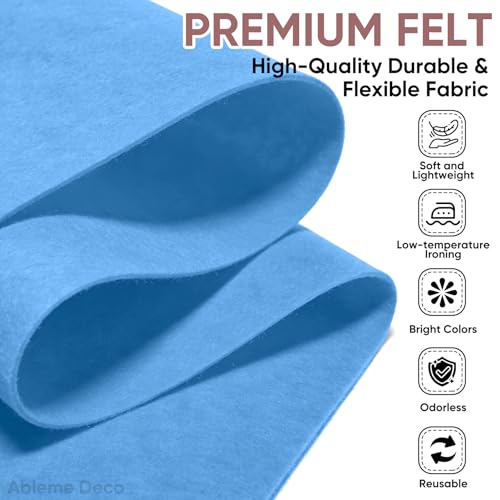 Image of Soft Felt Fabric Sheet 18 inch x 36 inch, 1.6mm Acrylic Craft Felt, Sky Blue | Soft Thick Felt by The Yard, Large Precut Sheet, Nonwoven Fabric for Sewing DIY Crafts, Classroom & Home Decor