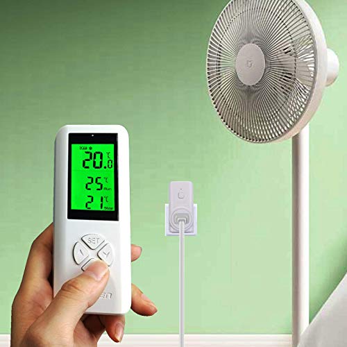 Wireless Temperature Controlled Outlet, Digital Plug In Thermostat Outlet With Remote Control Built In Temp Sensor Heating & Cooling For A/C, Fans, Heaters (Remote Control Detect Temperature) #TOP5