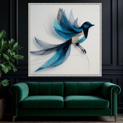 Vol d'oiseau bleu tableau sur toile pour habiller un mur vide - 4