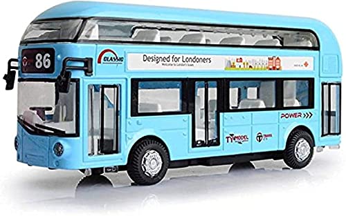 Image of DEOXY Diecast Double Decker Bus Toy for Kids Toy Bus with Light Sound Pull Back (6008 Blue)