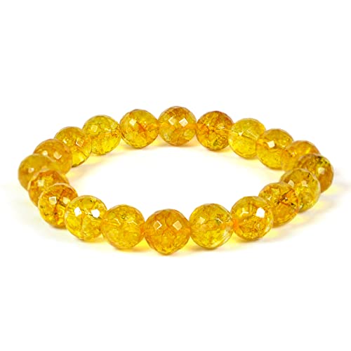 Image of Certified Natural Crystal Stone Diamond Cut /Faceted 10 mm Beads Bracelet for Men & Women | Reiki Charged Gemstone Jewellery | Multiple Stone Variants Available