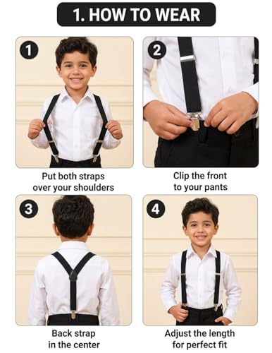 Image of BookMyCostume Trendy Black Formal Unisex Premium Suspenders Kids Fancy Dress Costume Accessory Kids