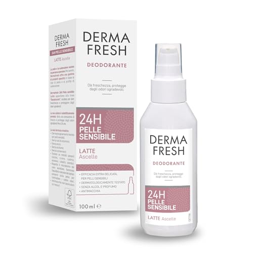Dermafresh Deodorante Latte Efficace 24h, 100 ml, Pelle Sensibile, Efficacia Extra Delicata, Antimacchia, Freschezza Immediata, Senza Alcol e Profumo, Dermatologicamente Testato