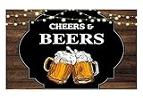 Funnytree 7x5FT Cheers and Beers Photography Backdrop for 30th 40th 50th Birthday Party Banner Rustic Glitter Wood Background Photo Booth