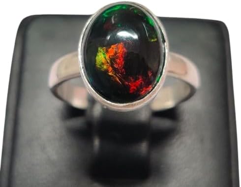 Natural Black Fire Opal Ring Engagement Solid 925 Sterling Silver Ring Handmade Genuine Fire Opal Rings