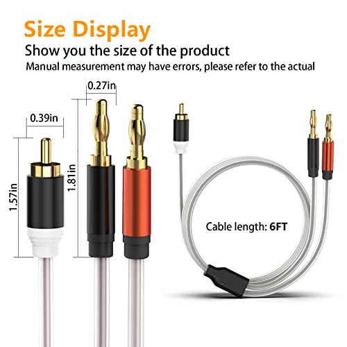 Hosongin Rca To Banana Plug Adapter Cable 6 Feet -2 Pack,Rca Male To Banana 2 Male Plug Y Splitter Speaker Wire Audio Cable, Gold-Plated Double Shielding Hi-Fi Systems Stereo Cable #TOP5