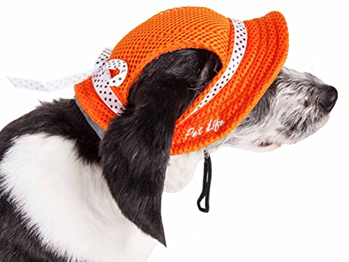 Pet Life ® 'Sea Spot Sun' UV Protective Breathable and Adjustable Quick On-and-Off Fashion Mesh Brimmed Pet Dog Hat or Pet Bandana