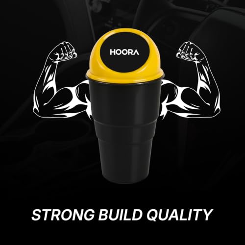 Image of HOORA Compact Car Dustbin | Mini Interior Trash Bin with One-Touch Lid | Spillproof & Leakproof | Fits Cup Holders, Door Pockets & Seat Gaps | Keeps Car Neat & Hygienic (Pack of 1)
