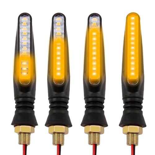 Yuio 4PCS Motorcycle Indicators, 12V Universal Waterproof Motorbike Turning Indicators Motorcycle Led Turn Signal Light, Flowing Turn Signal Light for Motorbike Scooter Quad Cruiser Off Road
