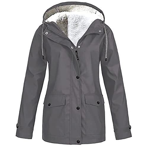 Chaqueta impermeable para mujer, con forro polar, talla grande, para exteriores, casual, mullida, para otoño, invierno, cortavientos, con cremallera, ciclismo, senderismo, camping, cortavientos, 01