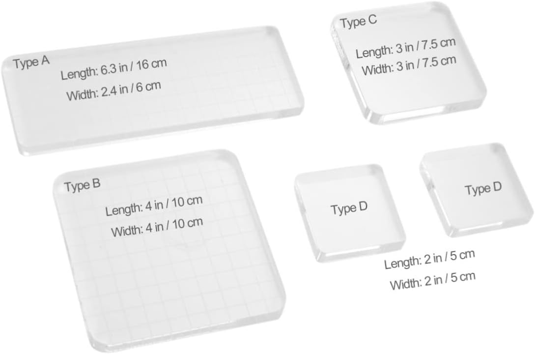SEWACC 5pcs Acrylic Stamping Blocks Set DIY Craft Stamps Handle for Scrapbooking Making Scrapbooking Junk Journal Supplies