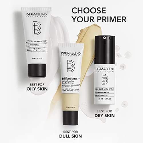 Dermablend Professional Insta-Grip Jelly Primer - 3-in-1: 24-Hour Makeup Extender, Instant Moisturizer, and Skin Tightening Mask - Dermatologist-Created, Fragrance-Free, Allergy-Tested - 30 ml