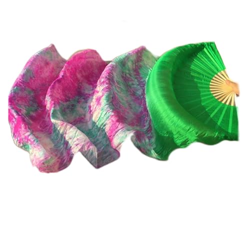 Danse du ventre voiles d'éventail en soie et bambou vert 150 cm pour danseuse