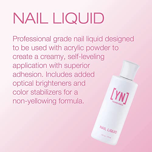 Young Nails Nail Liquid. Professional Grade Hight Quality Monomer. Use With Nail Powder For Acrylic Nails At Home. Low Odor, Mess + Mma Free, Non-Yellowing Nail Liquid #TOP1