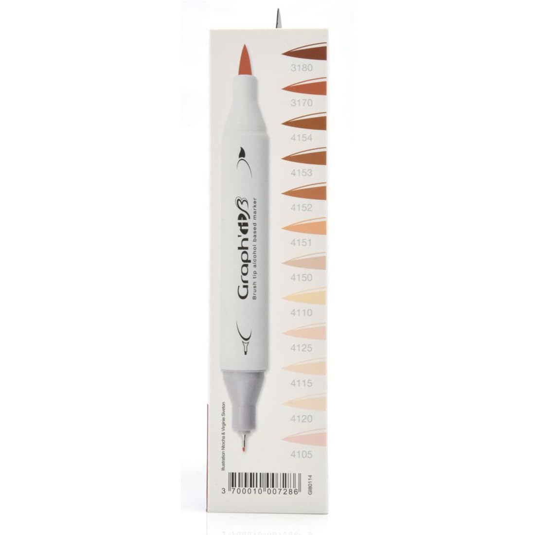 GRAPH'IT Brush Marker Set de 12 rotuladores de alcohol de doble punta para dibujo de manga e ilustración, punta extra fina y pincel - Set People