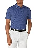 Cutter & Buck Men's Moisture Wicking UPF Drytec Forge Pencil Stripe Polo Shirt Shirt, Tour Blue, Large