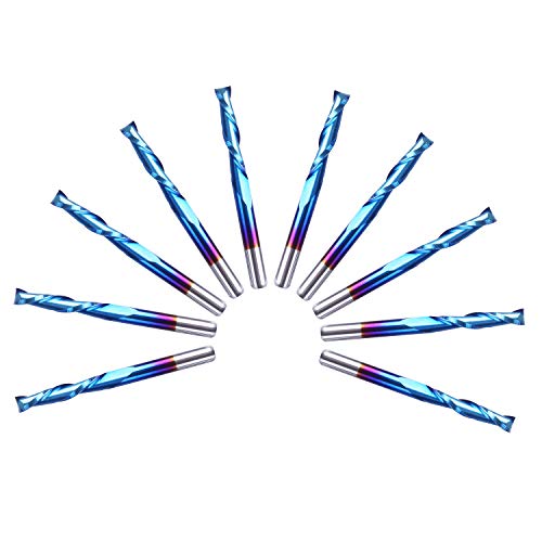 Sainsmart 2-FLUTE FLAT NOSE Genmitsu 10Pcs Nano Blue Coat Flat Nose End Mill Cnc Router Bits thumb #2