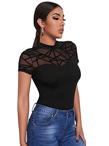 GORGLITTER Mesh Oberteil Damen Sexy Netzstoff Tshirt Durchsichtig Top...