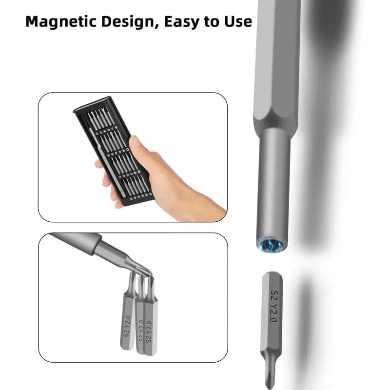 Image of 24-in-1 Magnetic Screwdriver Set - Mini Professional Repair Tool Kit with Sliding Closure, Pocket Manual Driver for Electronics, Watch, Camera, Laptop & Glasses