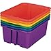 Really Good Stuff Stackable Plastic Book and Organizer Bins for Classroom or Home Use - Sturdy Plastic Baskets in Fun Rainbow Colors (Set of 6)