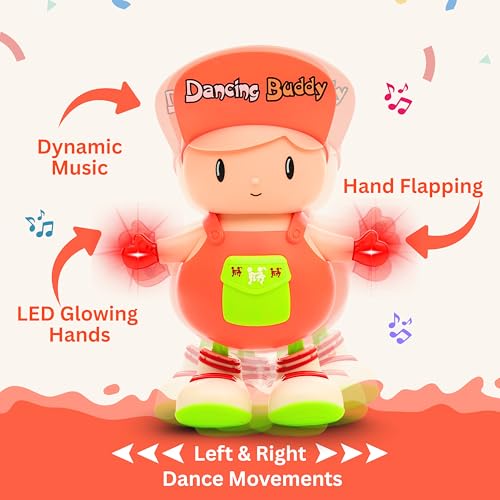 Image of Gooyo GY-3049 Dancing Buddy Toy with Vibrant Light Effect & Musical Sound | Best Dancing & Musical Toy for Kids | Dancing Boy Toy | Orange | 3xAA Battery (Not Included)