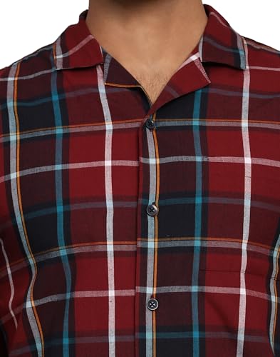 Image of B STORIES Men's 100% Cotton Full Sleeve PJ Set - Checkered Nightwear Set | Soft Loungewear | Comfortable Sleepwear | Stylish Casual Home Wear Shirt & Pant (S-XXL)