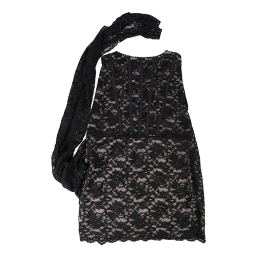 Robe corset en dentelle florale haut de gamme avec finitions drapées asymétriques