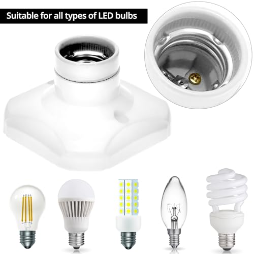 QWORK® 4Pcs E27 Light Bulb Socket Holder, E27 Screw Bulb Holder with Ceramic & Flame Retardant Base, AC 220V, for LED Light Bulbs - Image 4