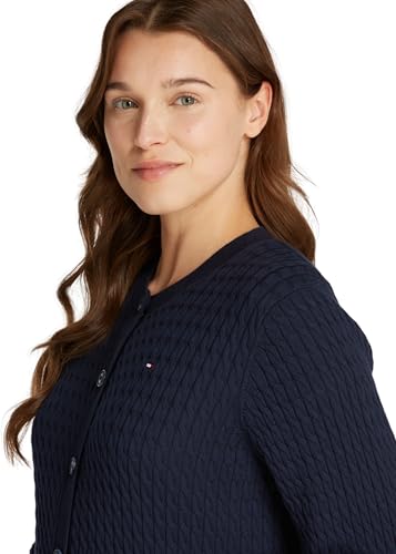 Tommy Hilfiger Damen Strickjacke Cardigan Zopfmuster, Blau (Dark Night Navy), L 3