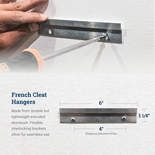 Image of French Cleat Hanger Heavy Duty - 6 inch Aluminum Z Clips (3 Pairs) - Mirror Hanging Hardware Kit - Picture Hanging Brackets - Wall Mount for Cabinets, Frames & Whiteboard - 50 lbs (Pack of 4)