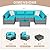 JAMFLY Wicker Patio Furniture 7 Pieces Conversation Sets, Outdoor Rattan Patio Sofa Porch Furniture Set with Washable Cushions and Glass Coffee Table (Light Blue)