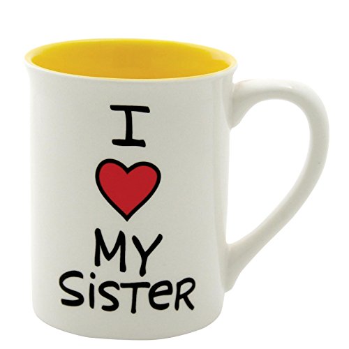Our Name Is Mud 16-Ounce 'I Heart My Sister' Mug by Lorrie Veasey, 4.5-Inch