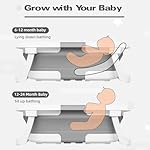 Collapsible Baby Bathtub,Baby Bath Tub with Soft Cushion & Thermometer,Baby Bathtub Newborn to Toddler 0-36 Months,Portable Travel Baby Tub - Image 4