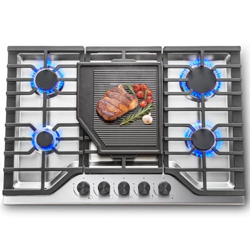 SNDOAS 30 Gas Cooktop with 5 Burners and Griddle