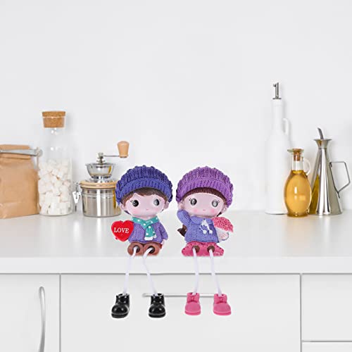 Pretyzoom 2 Pcs Long Leg Dolls Resin Crafts Boys Girls Hanging Doll Sitting Leg Puppet Home Office Ornament Bookshelf Desk Car Bedroom Living Room Cafe Decor Kids Gift Style 1 #TOP2