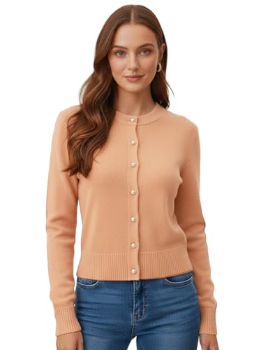 Image of Women's Casual Slim Fit Cardigan Sweaters Long Sleeve Button Down Lightweight Waist Length