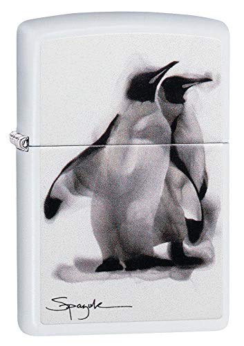 Zippo 49092 – Spazuk Pinguin - White Matte – Sturmfeuerzeug, nachfüllbar, in hochwertiger Geschenkbox