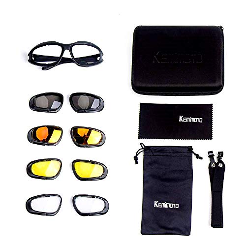 kemimoto Anti-fogging Motorcycle Glasses, Riding Goggles with 4 Anti-fogging for Outdoor Driving Skiing