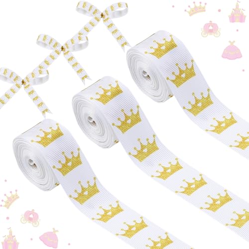 Cheerupp 4 Rouleaux Princesse De La Couronne Thème Rubans, 20 Yards Rubans Artisanaux Pour Couronne Arc De Cheveux Emballage Cadeaux Emballage, Rubans Gros-grain Anniversaire fête Décorations