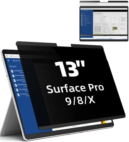 Mamol Magnetic Privacy Screen for 13 inch Surface Pro 9/8/X, Removable Anti Glare Blue Light Filter, Anti-Spy Screen Protector for Microsoft Surface Pro 9, Surface Pro 8, Surface Pro X