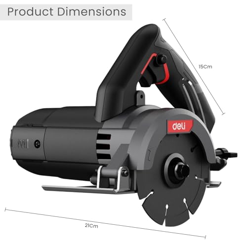 Image of Deli DE-YS110-1E 1300W Corded Electric Marble Cutter High-Speed 13000RPM Adjustable Bevel Cutting Max 32mm Cutting Depth 110mm Blade Safe & Precise for Professional Use (Pack of 1, Voltage:220V-240V)