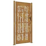 vidaXL Puerta de jardín acero corten diseño bambú 100x200 cm, puerta de seguridad