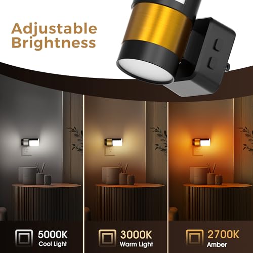 Image of L LOHAS LED Night Lights Plug into Wall, 2 Pack, Plug in Night Light, Soft White /Cool White /Amber, Dimmable Backlit Nightlight with Light Sensor, 180 Rotatable Nightlights Plug in Wall for Hallway