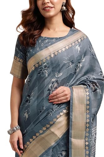 Image of MIRCHI FASHION Women Saree Cotton Blend Kalamkari Printed | Comfortable Office and Regular Daily Use Sari with Unstitched Blouse Piece